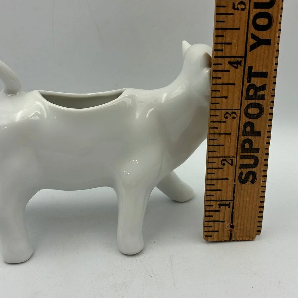 Vintage OMC White Ceramic Cow Creamer Farmhouse Style Porcelain Milk Pitcher